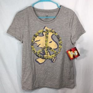 Peanuts grey peace short sleeve T-shirt
